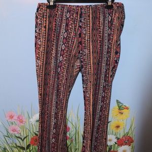 Flared Tribal Print Casual Pants
